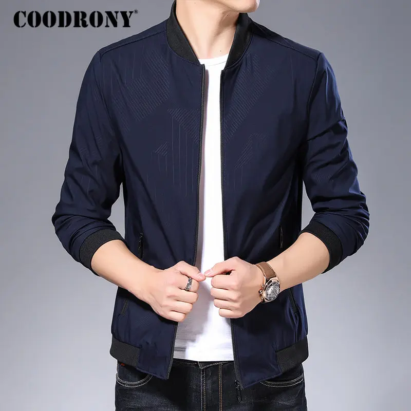 Синий Бренд COODRONY, куртка-бомбер, Мужская Уличная Повседневная куртка, Мужская одежда, новинка, осенне-зимнее пальто, мужские куртки и пальто, 98003 - Цвет: Синий