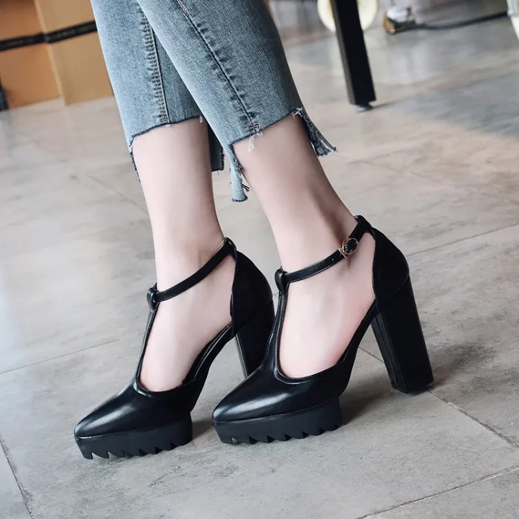 PXELENA/готические сандалии на высоком массивном каблуке в стиле панк-рок женские