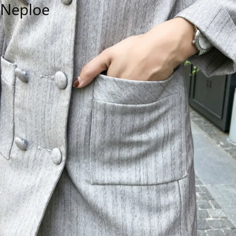 Комплект из двух предметов Neploe женский полосатый Однобортный блейзер с длинными