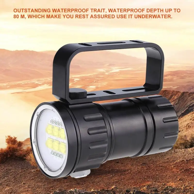 LED Diving Flashlight 3.7V 28800Lm lanterna 18650 Photography 80m Torch Light with Bracket Stand | Лампы и освещение