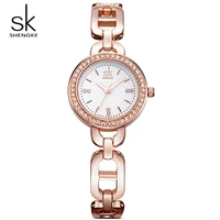 shengke women brand bracelet watches stainless steel wristwatch luxury crystal ladies quartz watch 2019 relogio feminino k0018