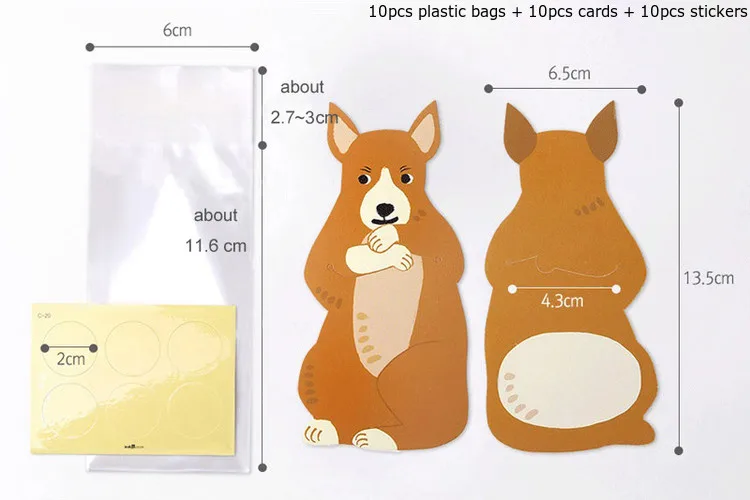 kangaroo 10 комплектов пластиковый мешок для конфет с изображением мультяшных животных, мишка, кролик, Упаковка конфет, прозрачный Подарочный мешок для детей, украшения для свадьбы - Цвет: kangaroo