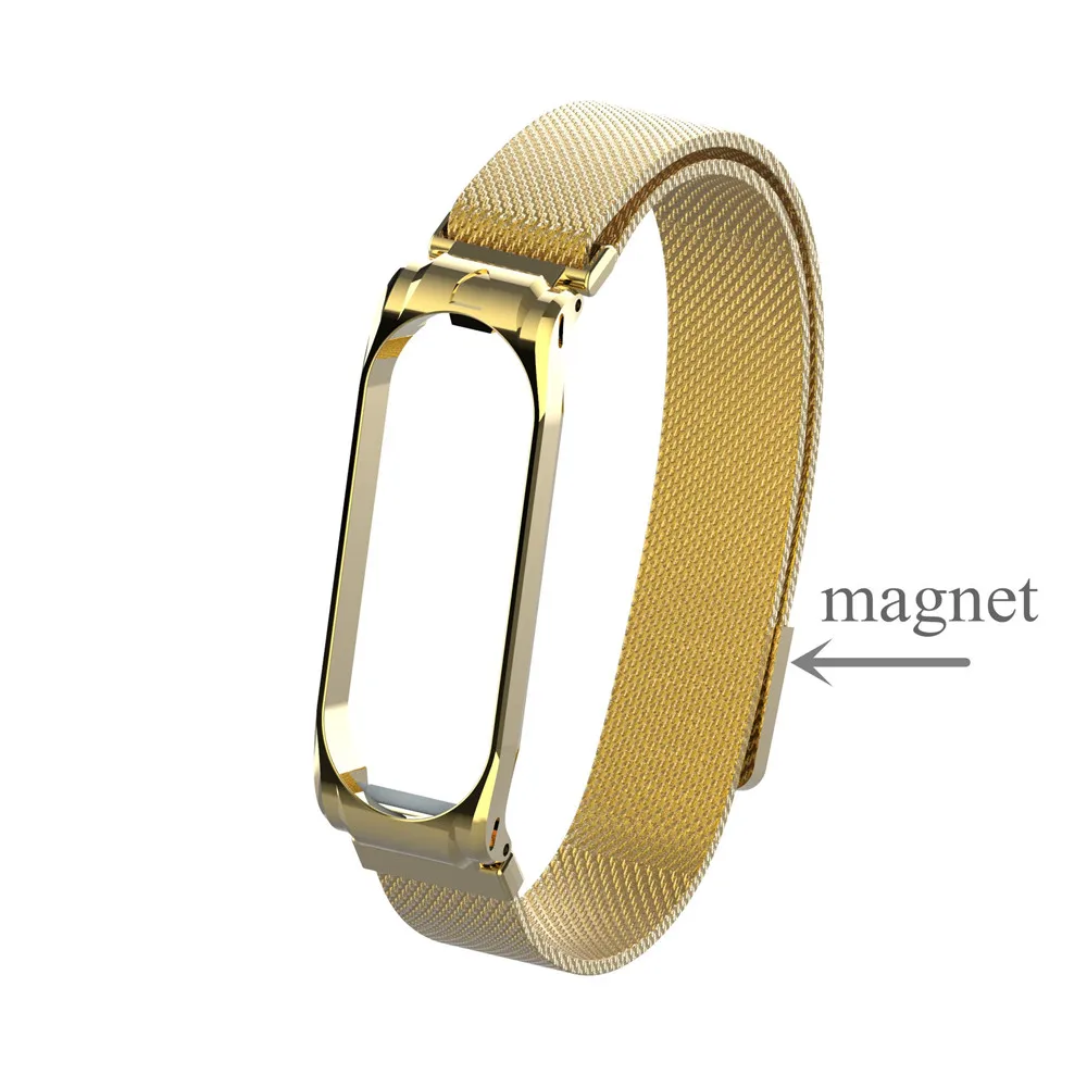 magnetgold Mi Band 4 3 металлический ремешок с магнитной пряжкой браслет на запястье ремешок из нержавеющей стали NFC Браслет для Xiao mi Band 3 4 - Цвет: magnetgold