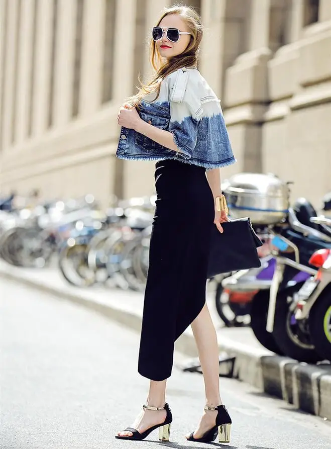 Женское Новое поступление модные Лоскутные Джинсовые куртки верхняя одежда