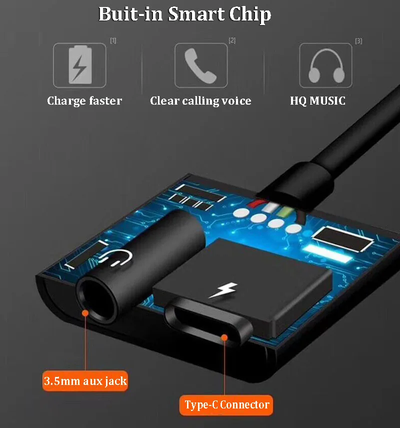 Male Type-C to Female 3.5mm Aux Earphone Audio Adapter Converter Charge Adpater for Xiaomi 6 Huawei Mate 10 | Мобильные телефоны и