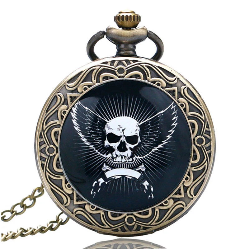 Винтажные карманные часы Rreloj De Bolsillo с изображением злого черепа и головы женские