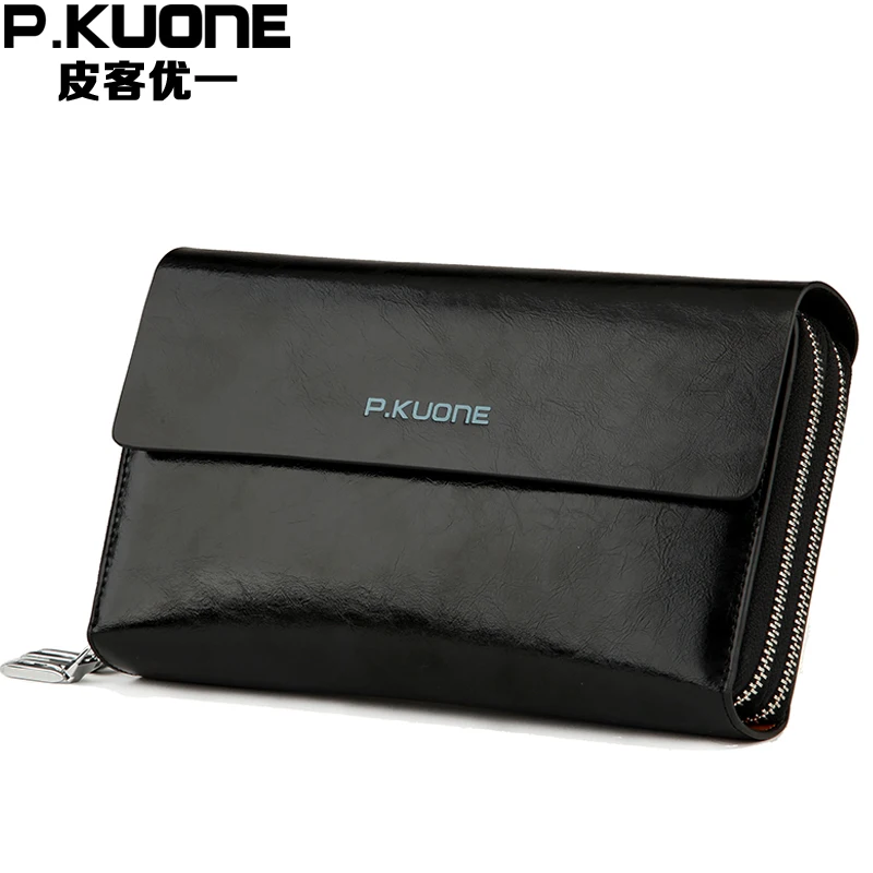 Мужской длинный клатч из коровьей спилковой кожи с двойной молнией|man clutch purse|brand