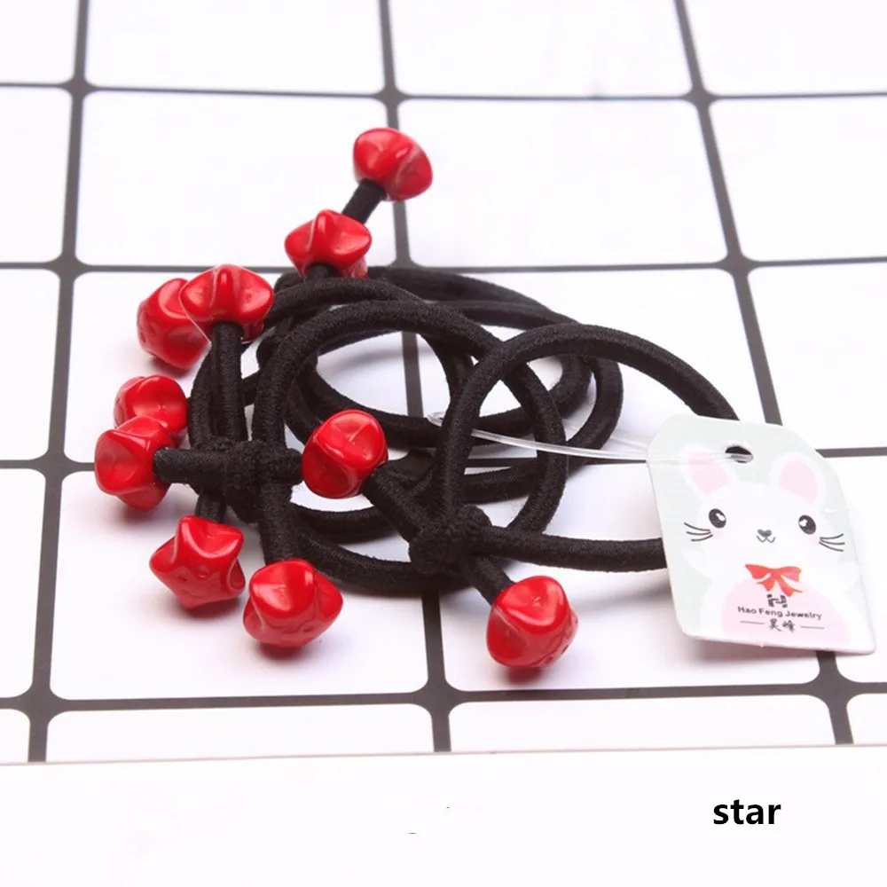 star 10 шт./компл. модные милые эластичные резинки для волос красные бусины резинки для волос хвост держатель Lovely Heart ожерелье с Микки-Маусом резинка для волос аксессуары для волос - Цвет: star
