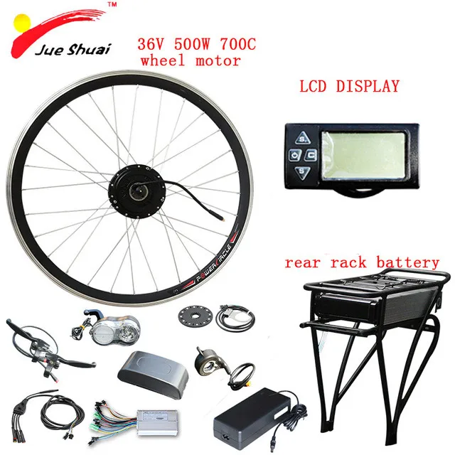 500W LCD 700C 36 в 250 Вт 350 Вт 500 Вт комплект для переоборудования электрического велосипеда ПЕРЕДНЯЯ СТУПИЦА двигателя колеса 36 В 10AH Ebike E велосипед конверсионный комплект Bicicleta Электрический - Цвет: 500W LCD 700C