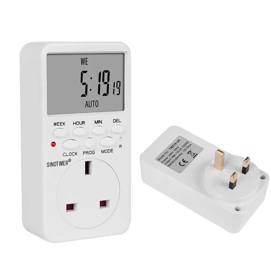 TM519 Electronic Digital Timer Plug EU BR UK US IL Programmable Socket with 220V 120V 7 Day 12/24 Hour Timing | Инструменты