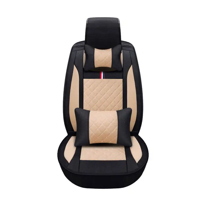 Beige luxury Льняные Чехлы для автомобильных сидений, вся летняя Подушка, посылка, всесезонный универсальный чехол для автомобильных сидений, тканевый комплект, специальный cush - Название цвета: Beige luxury
