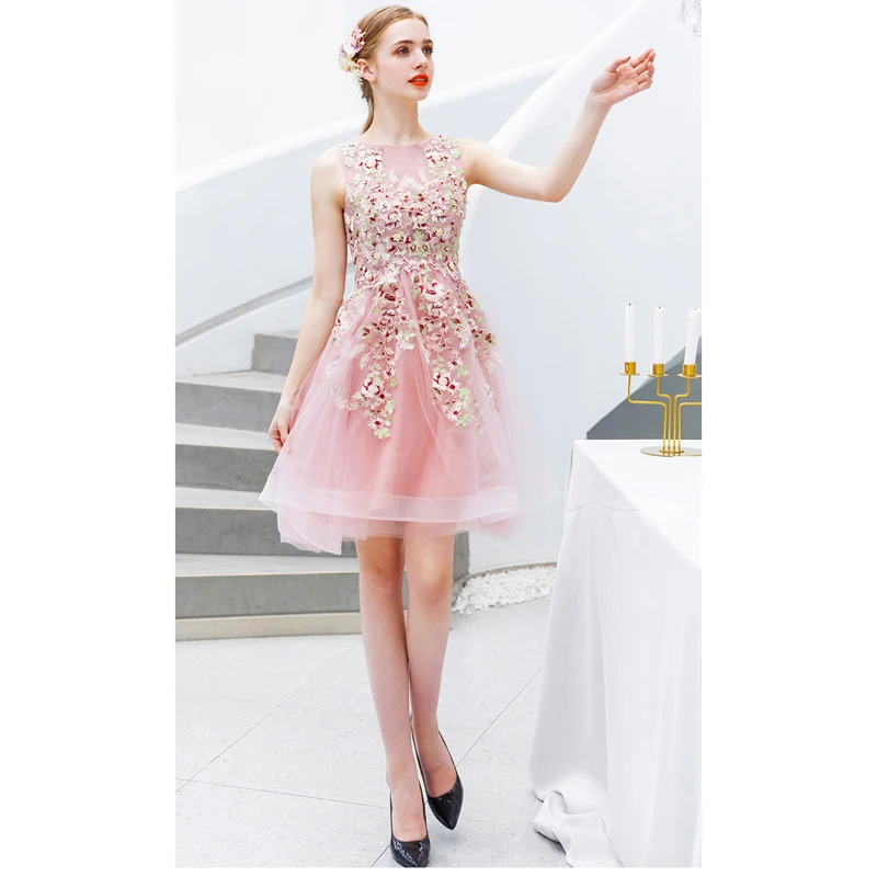 Женское платье кружевное летнее с вышивкой Мини Короткое для вечеринки дня