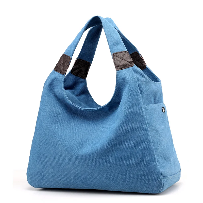 Small Blue KVKY брендовая холщовая женская сумка, женские сумки, модный дизайн, женская сумка-тоут, Женские однотонные большие сумки на плечо, дорожная сумка, Bolsos Mujer - Цвет: Small Blue