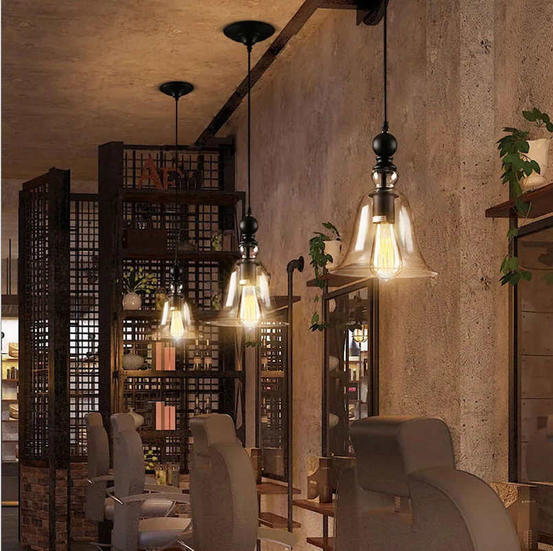 Один подвесной светильник висящий на кухне Современные прозрачные стеклянные