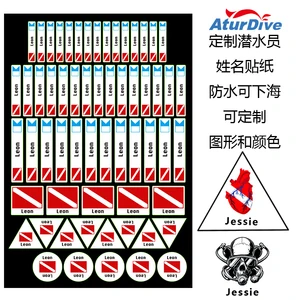 Наклейка на оборудование для Diver с именем, можно изготовить по индивидуальному заказу, с цветным рисунком, водонепроницаемая наклейка, название бренда для багажа.
