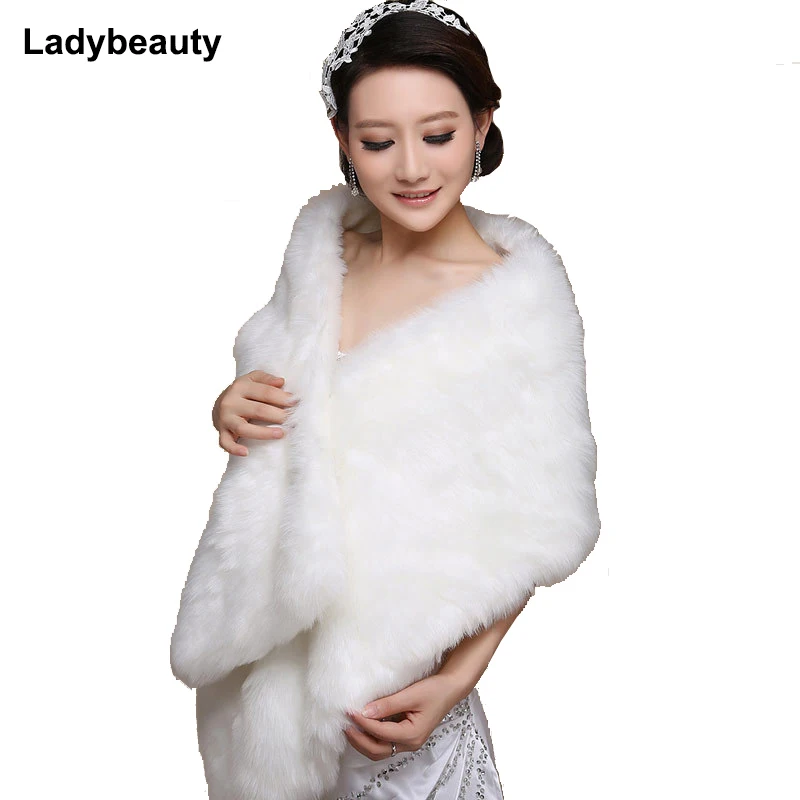 

Женская свадебная шаль Ladybeauty, элегантная Длинная накидка из искусственного меха, бежевая, 2019