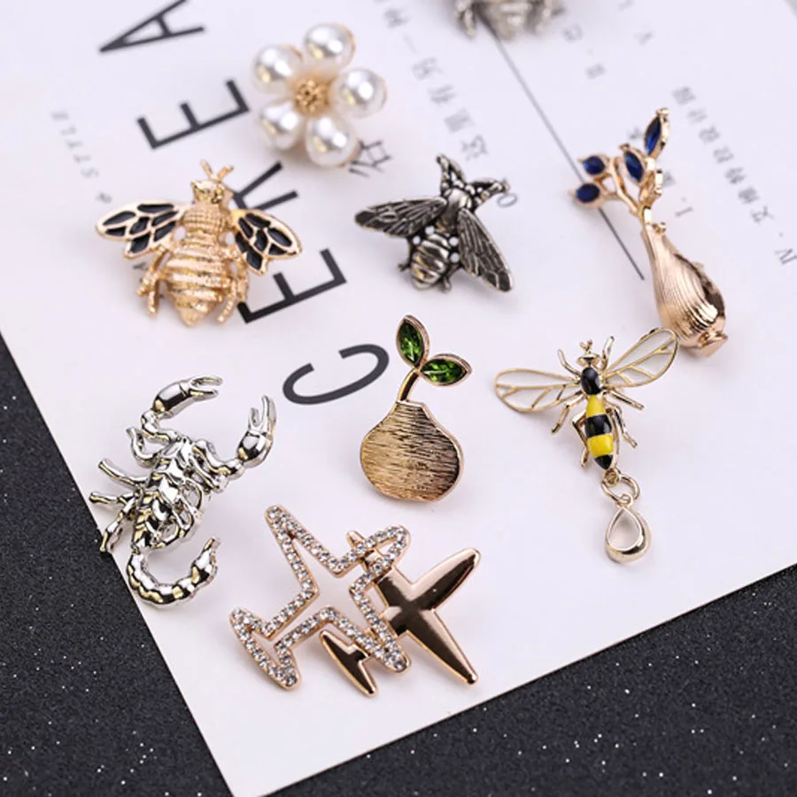 2018 модные ювелирные изделия эмалевые булавки кристалл жемчуг цветок самолет