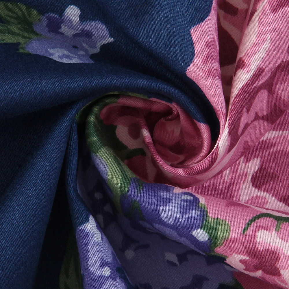 

Navy Retro Vintage Floral Print Women Dress Elegant Pleated Sleeveless O Neck Cotton Summer Ladies 1950s Swing Rockabilly Dress