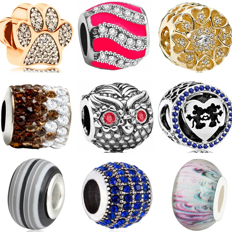 Макси Красочные DIY бусины большая улыбка медведь дом обуви сова хрустальные