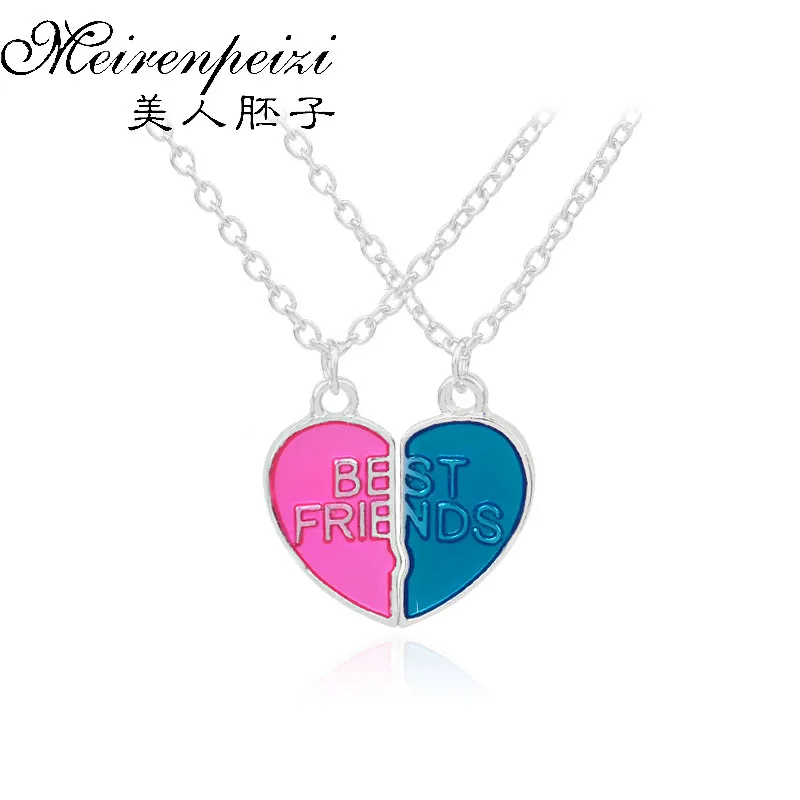BFF ожерелья и подвески монограмма Цепочки Jewelry Best друзей кулон разбитое сердце