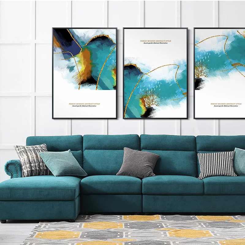 Modern Canvas Painting Decorative Poster and Print Living Room Fashion Wall Art Picture Bedroom Golden Abstract Decor for Home | Дом и сад
