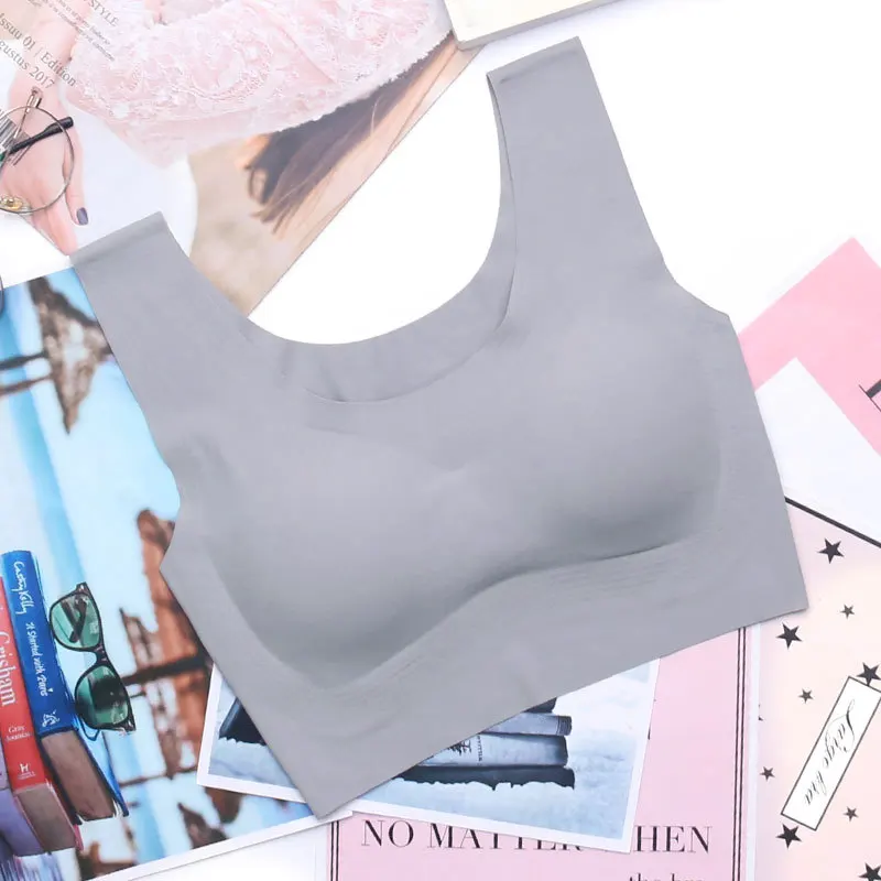 Gray M-4XL, женский спортивный бюстгальтер для фитнеса, Высокоэластичный бесшовный спортивный бюстгальтер для йоги, тренажерного зала, Женские топы для бега и фитнеса - Цвет: Gray