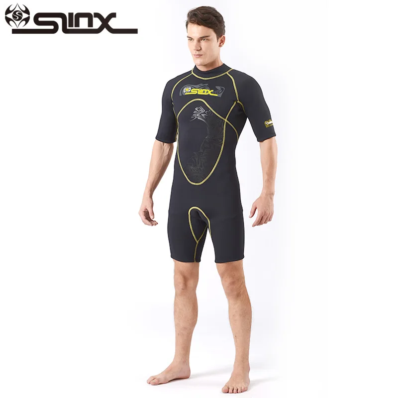 SLINX 3mm Neoprene Short-Sleeved Wetsuit Jumpsuit Men's Back Zipper Diving Suit For Kitesurfing Kayaking Swimming Snorkeling