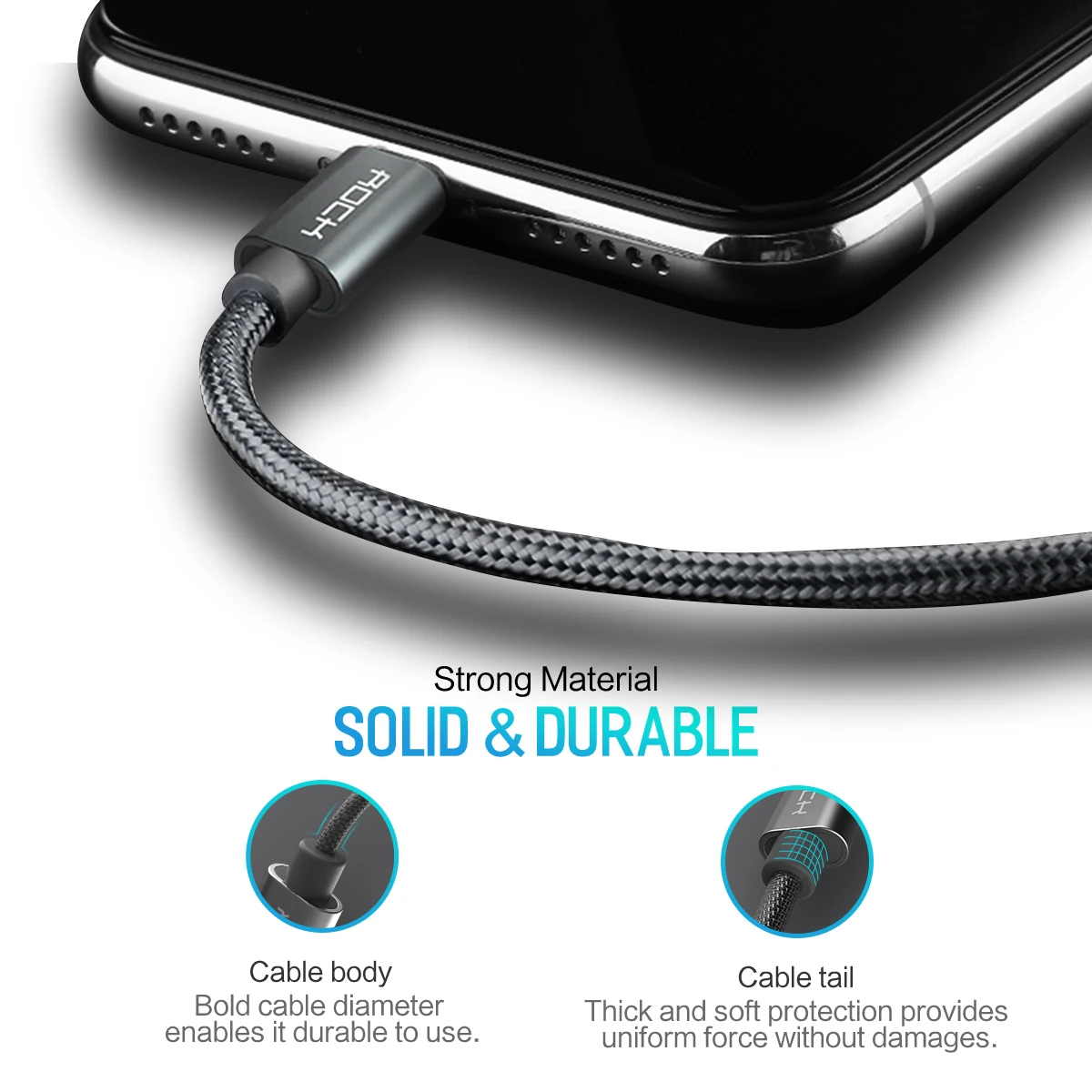 ROCK для iPhone usb кабель IOS 13 12 11 10 9 быстрое зарядное устройство USB зарядка кабелей шнур 2.1A для мобильного телефона зарядное устройство