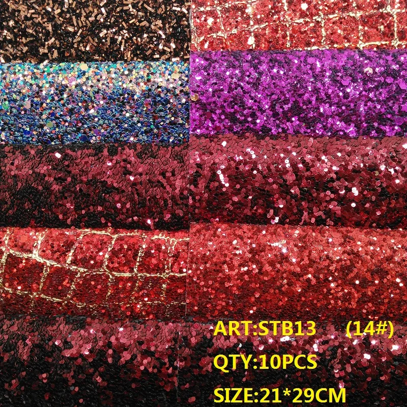 CLEAR STOCK 1SET(10PCS ) 21X29cm Alisa Glitter Cuero Sintetico Chunky Leather For DIY hair Accessroies Craft STB13 | Дом и сад