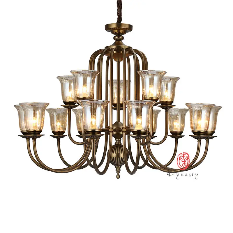 Антикварная люстра династии в американском стиле винтажная латунная медная