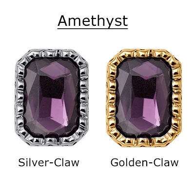 Amethyst Прямоугольная форма стеклянные стразы с гнездом коготь пришить Кристалл СТРАЗА под камень алмаз медь основа пряжки Свадебные украшения - Цвет: Amethyst