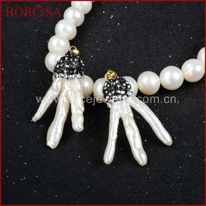 BOROSA натуральный жемчуг кулон для Для женщин ветки дерева пресноводный из бисера