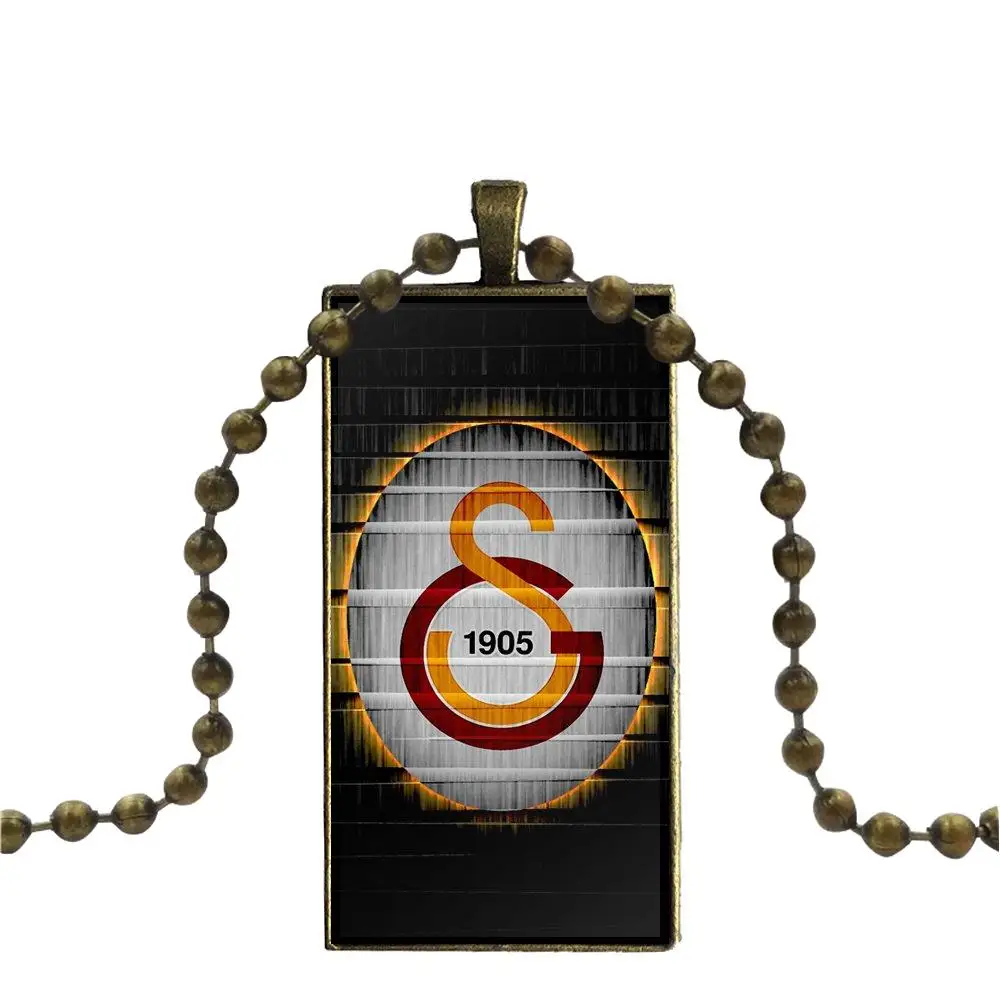 EJ Glaze Galatasaray Logo For Women Christmas Gift Glass Cabochon Pendant Necklace Rectangle Fashion | Украшения и аксессуары
