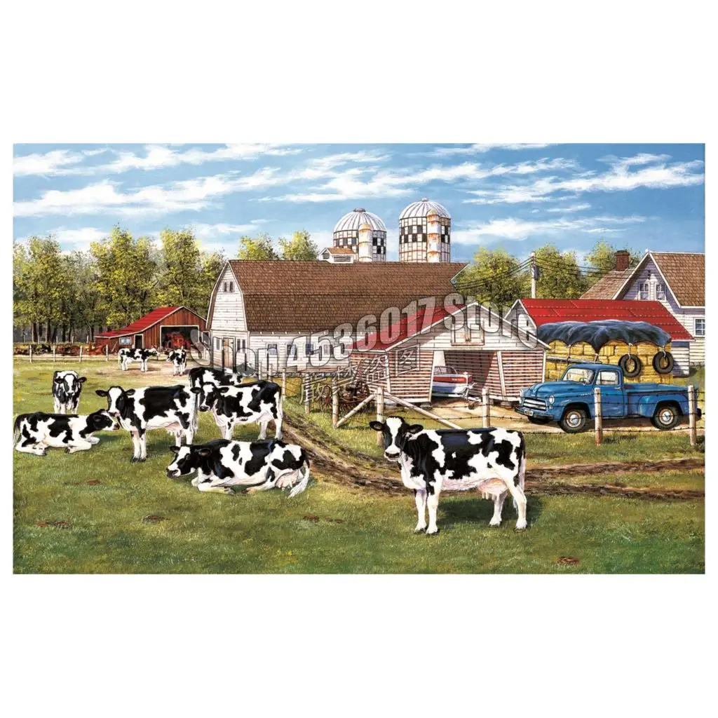 

5D Diy Diamond Painting Farm Cows and trucks Cross Stitch Embroidery Wall Sticker Diamond Mosaic Christmas Painting Rhinestone