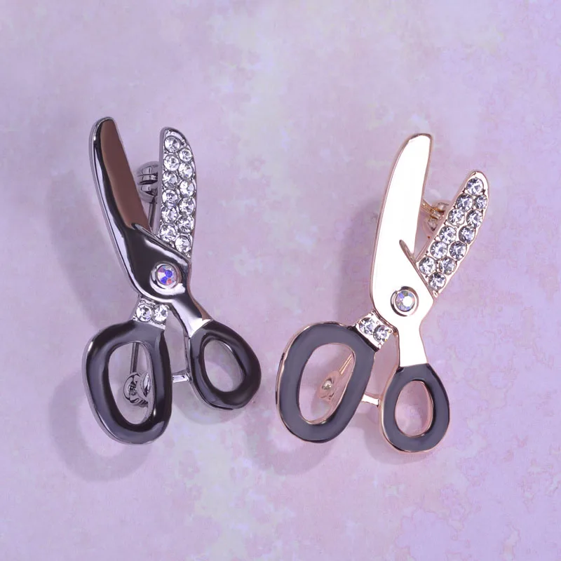 Брошь в виде милых ножниц стразы Женская Профессиональная корсажная брошь с