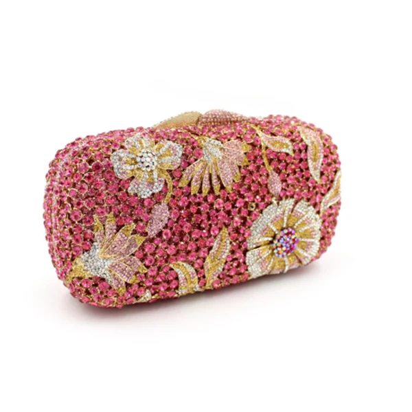 Роскошный Розовый вечерний клатч с кристаллами клатчи кошелек для вечеринок