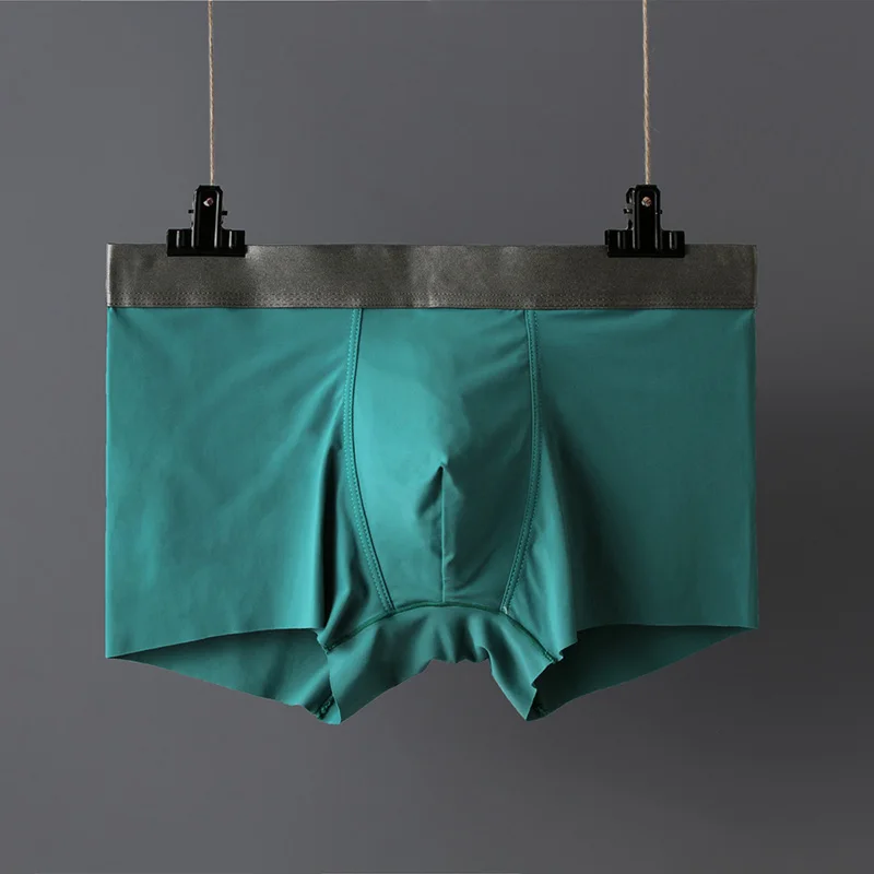 Green IYUNYI летние Ice Silk, для мужчин нижнее бельё для девочек бесшовное, прозрачное, Короткие трусы-боксеры ультра тонкие прозрачные воздухопроницаемая комфортная обувь трусики/нижнее белье с принтом - Цвет: Green
