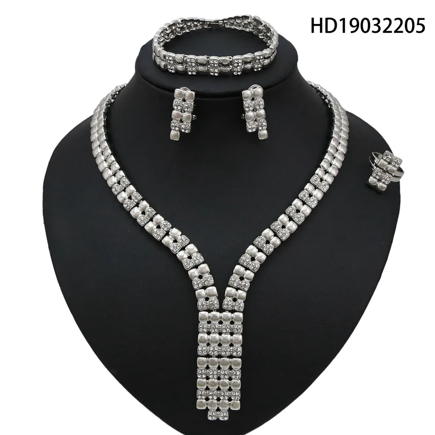

YULAILI Hot Jewelry Sets for Women African Beads Party Gold Color Necklace Bracelet Earrings Ring Accessories