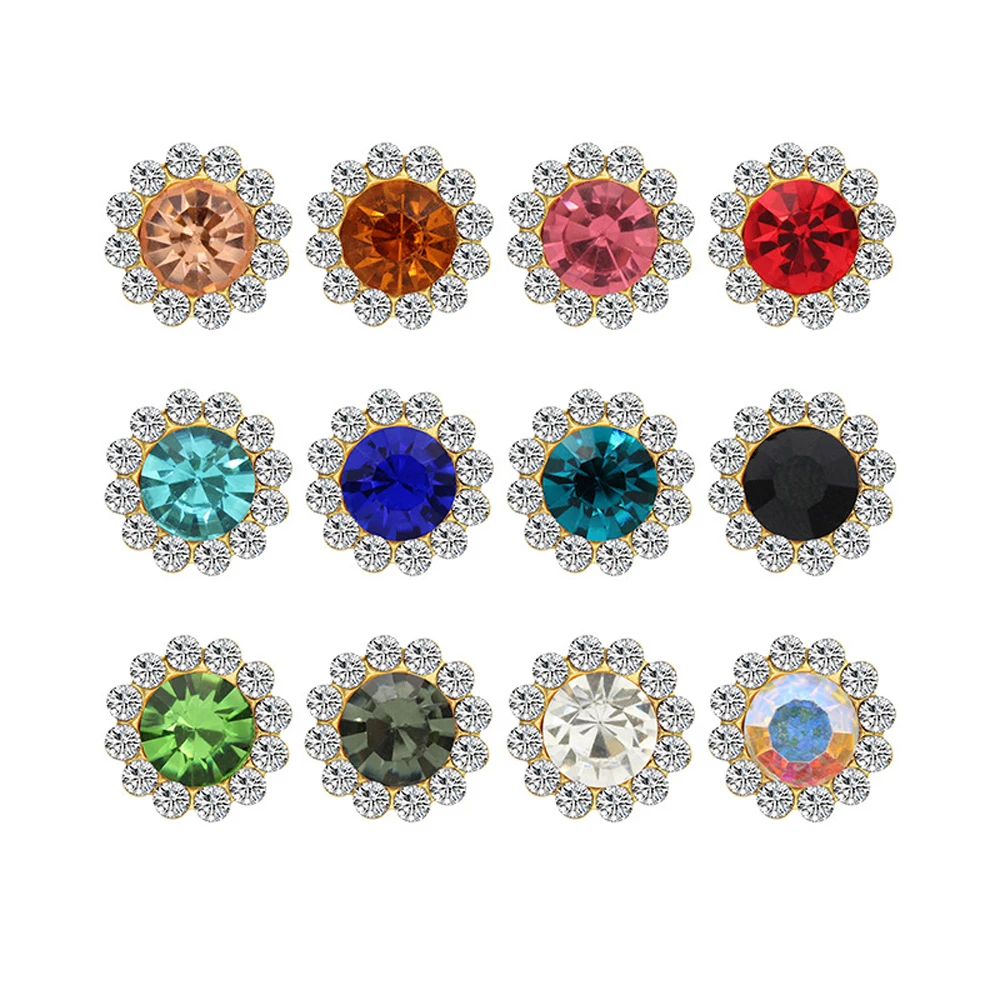 Стразы в форме подсолнуха с кристаллами AB смешанные цвета шитые стразами