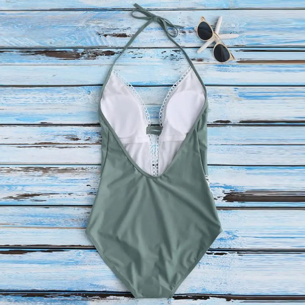 Женский кружевной купальник-бикини монокини с открытой спиной сексуальный