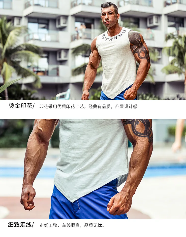 New fashion cotton sleeveless shirts tank top men Fitness shirt mens singlet Bodybuilding workout gym vest fitness men