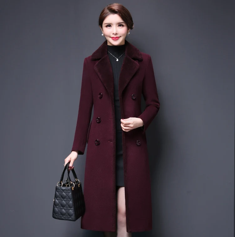 M 5XL casaco feminino 2019 Женское пальто осень широкий кашемировая шерсть женская верхняя