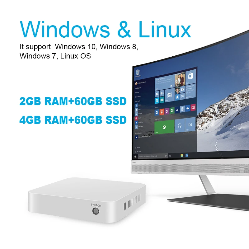 Компьютера Intel мини ПК Celeron N3150 четырёхъядерники Windows 7/8/10 Linux неттоп ТВ Box HDMI VGA 4* USB 300M WiFi 1000M Ethernet HTPC