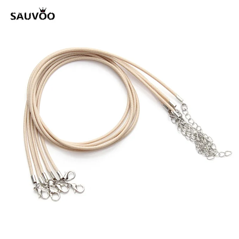 SAUVOO 20 шт./лот 15 цветов модный воск шнур ожерелье цепи шириной 2 мм с застежками