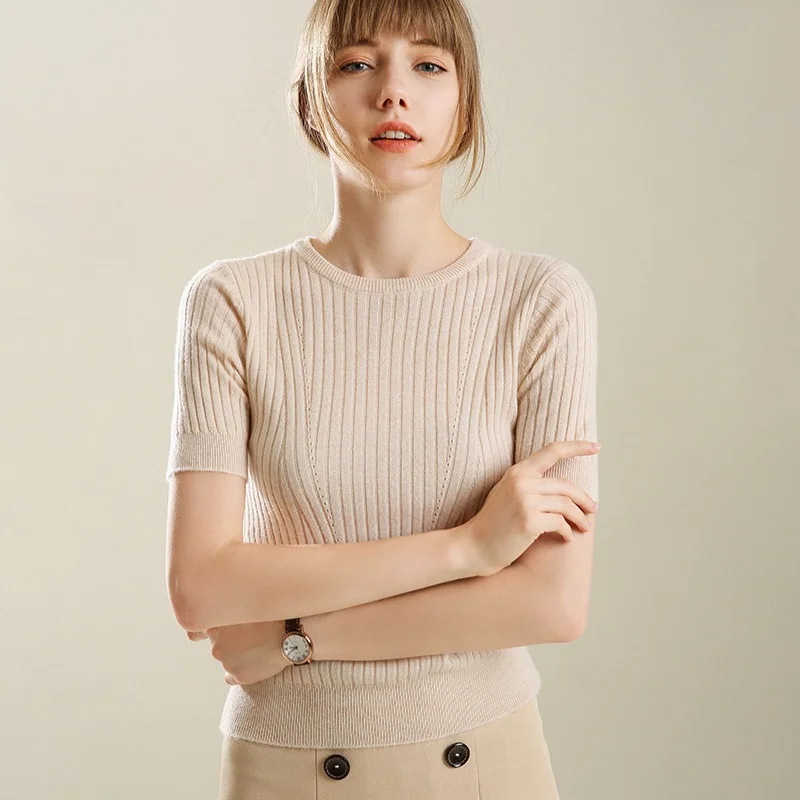 2018-19 Женский трикотажный пуловер из мягкой тянущейся пряжи с круглым вырезом и