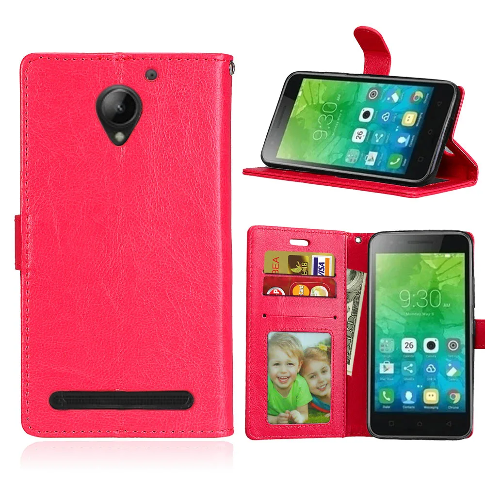 Red Роскошный однотонный кожаный чехол-книжка для lenovo C2 K10a40, чехол-кошелек с подставкой для lenovo Vibe C2, чехол-Кобура 5,0 дюйма - Цвет: Red