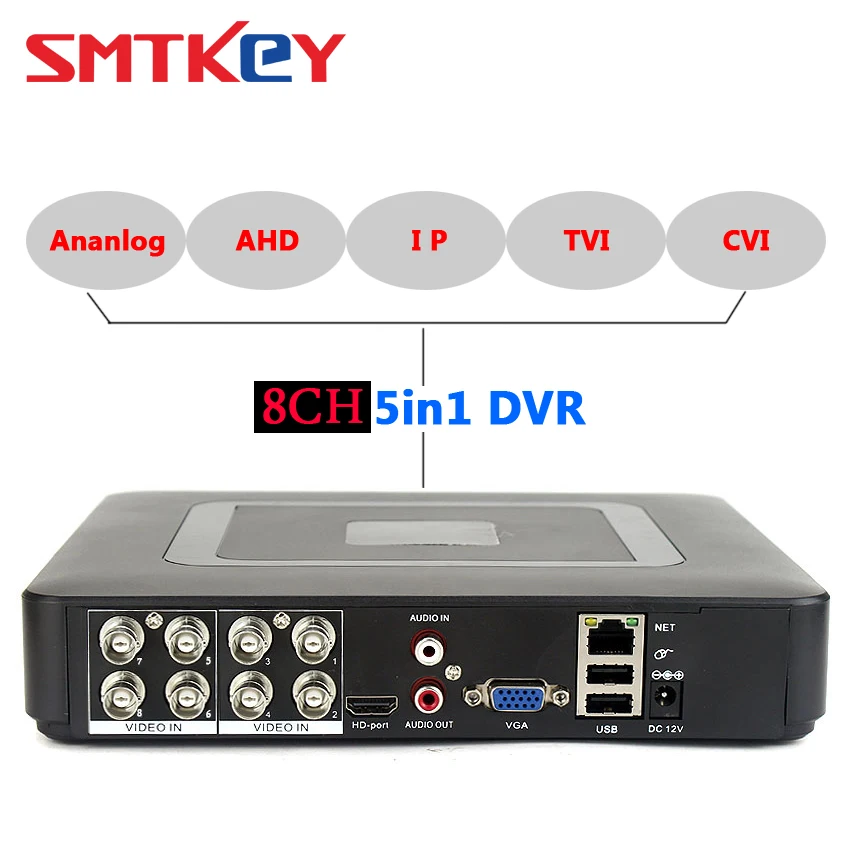 8 канальный мини AHD DVR NVR 5 в 1 AHD/аналоговый/TVI/CVI/IP Универсальный гибридный мобильный