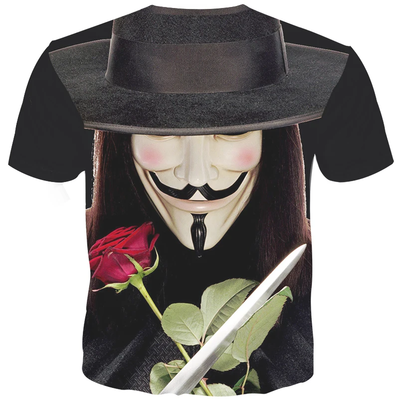 Cloudstyle 3D футболки мужская одежда 2021 V для Vendetta печать уличная хипстерская Футболка