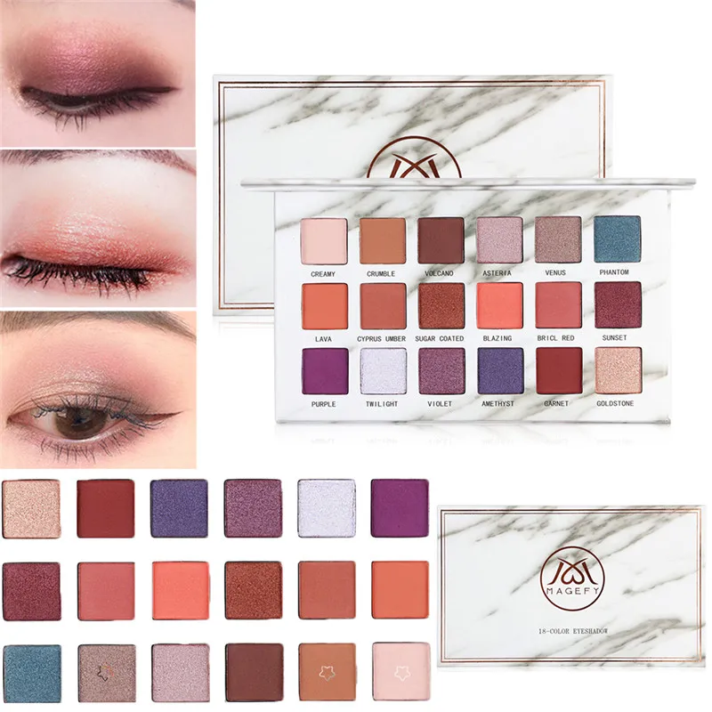 18 цветов Модная палитра теней матовая Блеск тени для век макияж ню набор