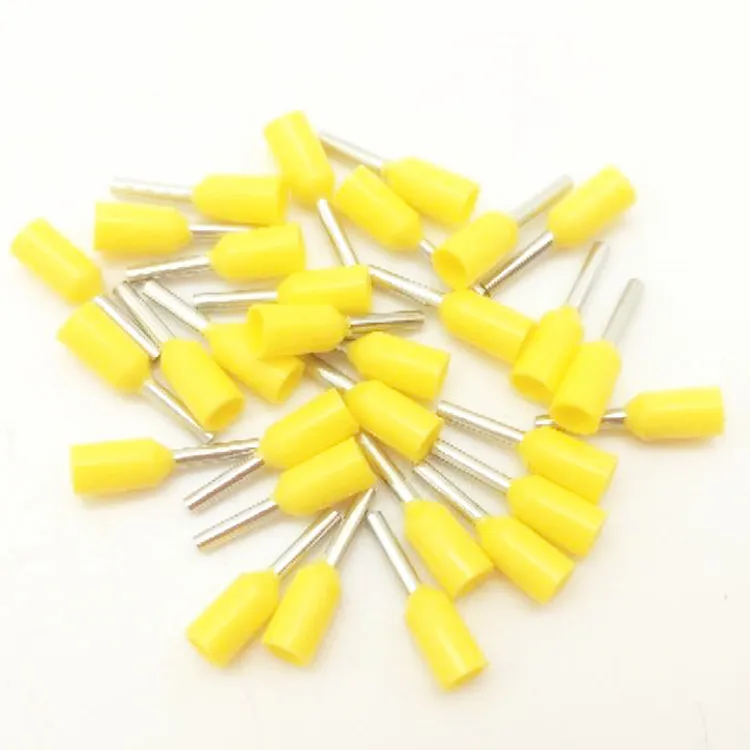 Yellow 100 шт. E0308 трубчатые провода холодное давление разъем электрические терминалы кабель обжимные провода наконечники для 0,34 мм2, 24AWG провода VE0308 - Цвет: Yellow